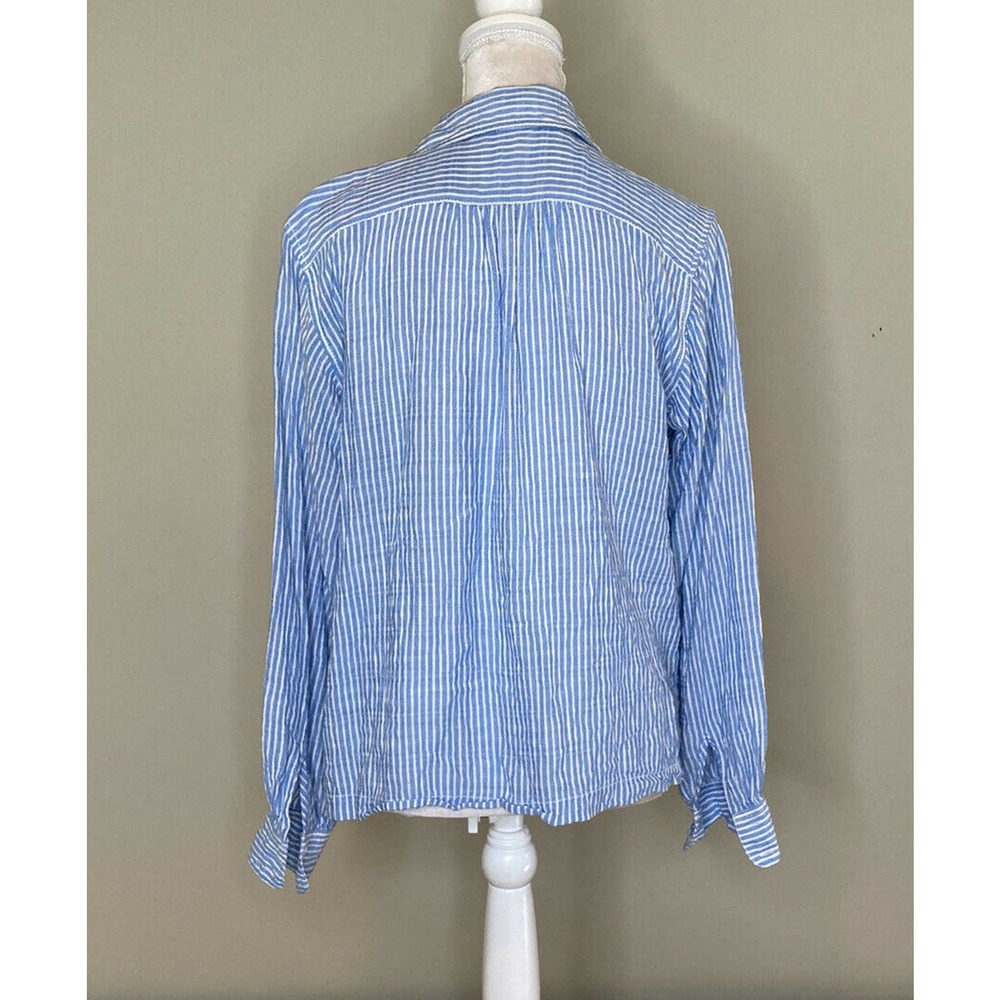 Max Studio Striped Lightweight Half Button Shirt M - image 2